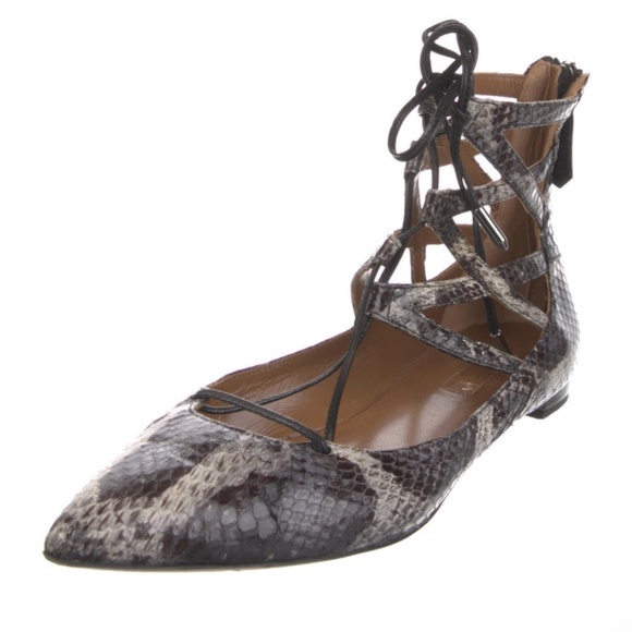 Aquazzura Shoes Aquazzura Snakeskin Belgravia Flats Seen On
